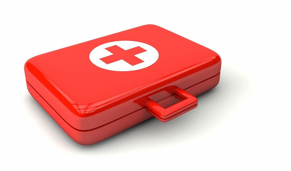 A red first aid box