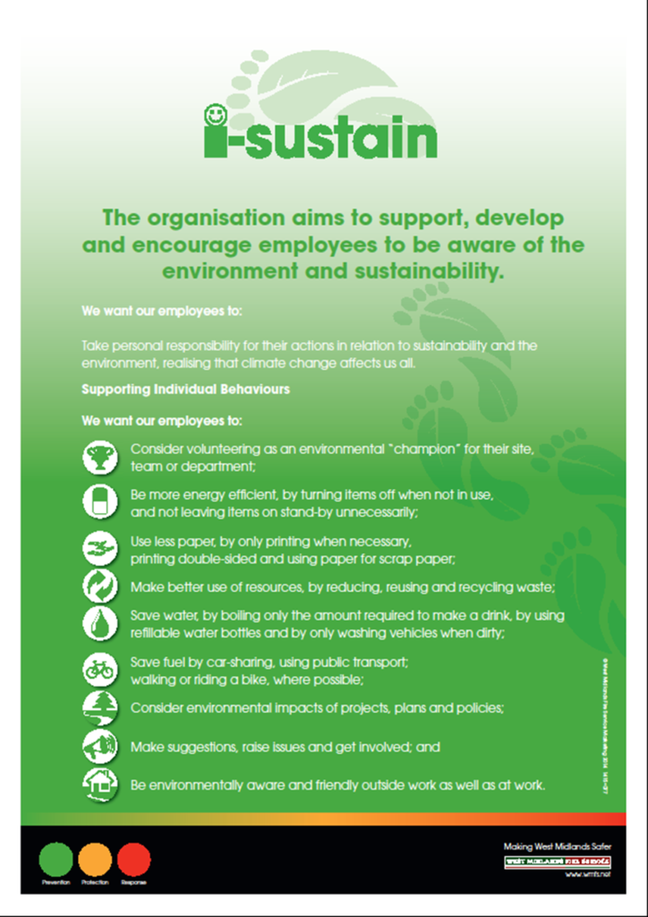 A single-page document outlining the i-sustain policy. For an accessible version of this document, please email contact@wmfs.net