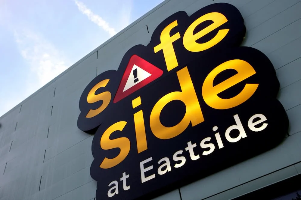 The Safeside sign on the front of the building