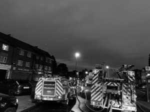 A picture of fire vehicles on Cranes Park Road