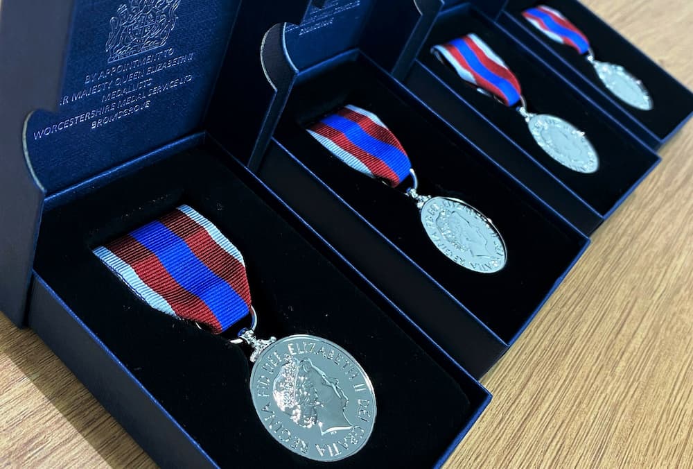 Four jubilee medals in their presentation boxes