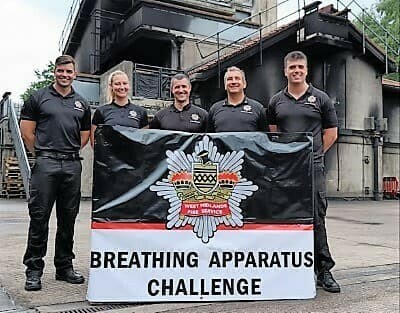 Five firefighters from Foleshill White Watch stand outside our fire house in which they competed in and took second place in our breathing apparatus challenge